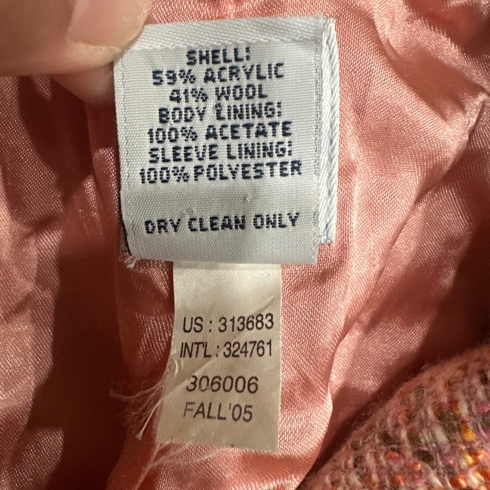 Gap Vintage Pink Tweed Wool Blend Blazer Jacket Fall 2005 Size 2 - Picture 6 of 6